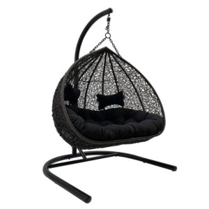 wp-image-tigress-42942.jpg Resort Style Double Hanging Chair, Charcoal Wicker with Black Cushion