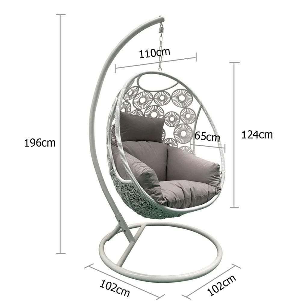 Resort Style Hanging Egg Chair White with Stand - Image 2
