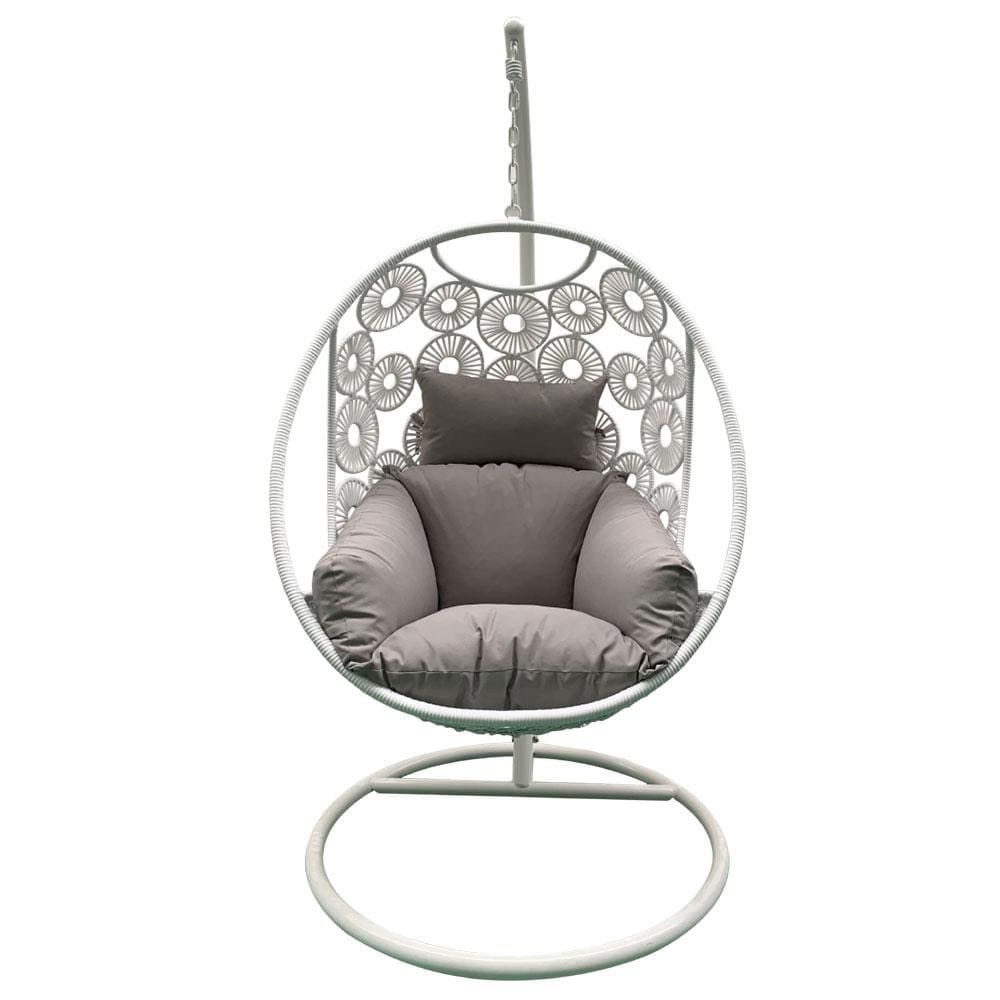 Resort Style Hanging Egg Chair White with Stand - Image 3