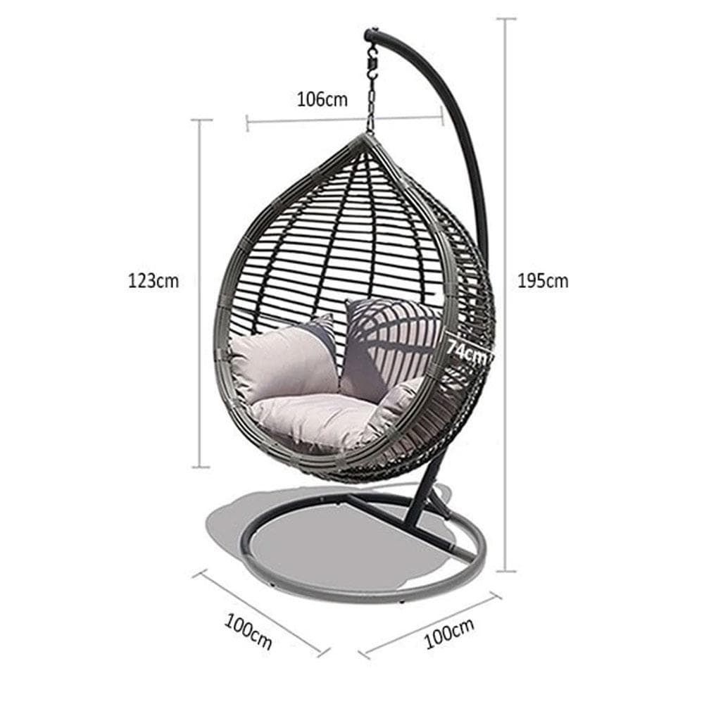 RESORT STYLE OUTDOOR HANGING EGG CHAIR IN SLATE GREY WITH STAND - Image 2