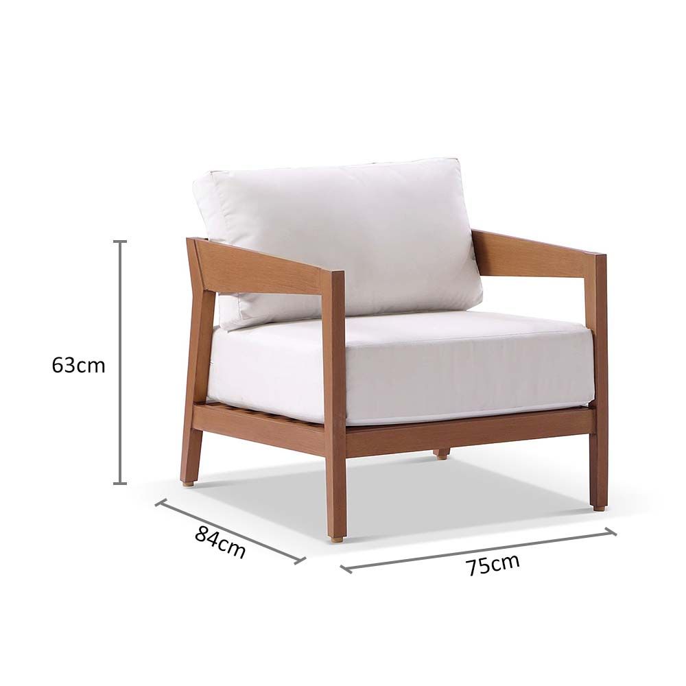 Clontarf 1 Seater Armchair Outdoor Teak Look Aluminium Chair, Sunbrella Cushions - Image 3