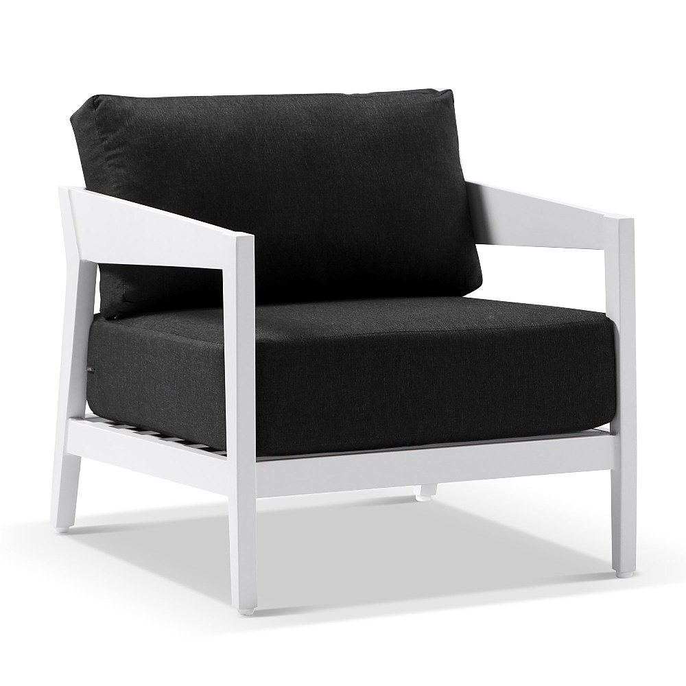 Clontarf 2+1+1 Outdoor Aluminium Lounge Setting with Coffee Table, White with Grey Cushions - Image 3