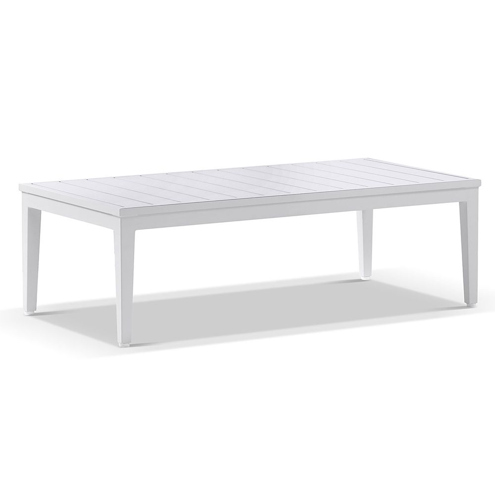 Clontarf 3+1+1 Outdoor Aluminium Lounge Setting with Coffee Table, White with Sunbrella White Cushions - Image 3
