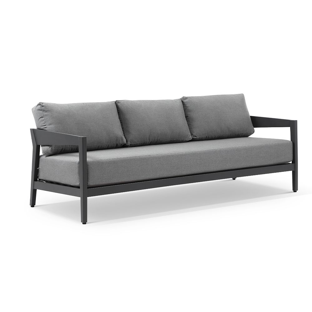 Clontarf 3+1+1 Outdoor Aluminium Lounge Setting with Coffee Table, Charcoal with Sunbrella Slate Cushions - Image 2