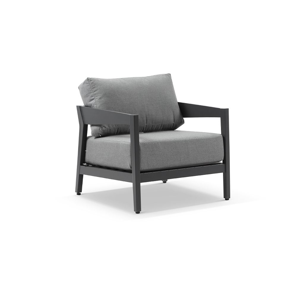 Clontarf 3+1+1 Outdoor Aluminium Lounge Setting with Coffee Table, Charcoal with Sunbrella Slate Cushions - Image 3