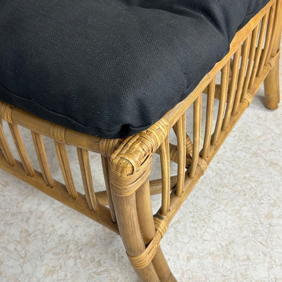 "Long Island" Lounge Foot Stool in Teak Cane with Black Covers (RRP $349) - Image 2
