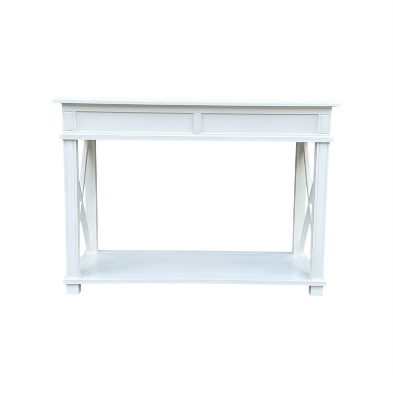 "Noosa" Hamptons Style Solid Timber Hall Table White, 110cmW x 40cmD x 80cmH (RRP $1499) - Image 5