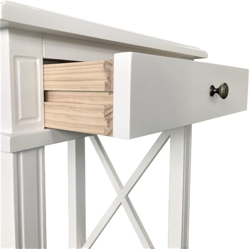 "Noosa" Hamptons Style Solid Timber Side Table White, 50cmW x 40cmD x 65cmH (RRP $899) - Image 2