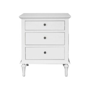 "Hampshire" Hamptons Style Solid Timber 3 Drawer Bedside Table, White 60cmW x 49cmD x 71cmH (RRP $999)