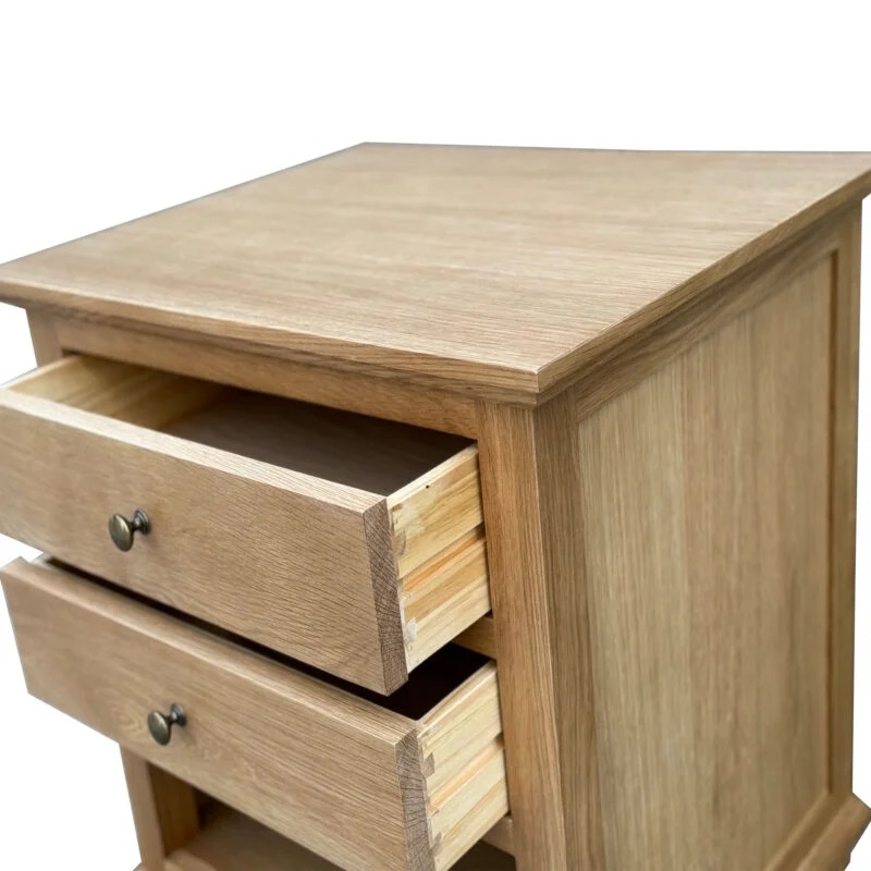 "Hampshire" Hamptons Style Solid Timber 2 Drawer Bedside Table, Natural Oak 60cmW x 49cmD x 71cmH (RRP $999) - Image 2