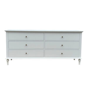 "Hampshire" Hamptons Style Solid Timber 6 Drawer Dresser, White 183cmW x 53cmD x 84cmH (RRP $2999)