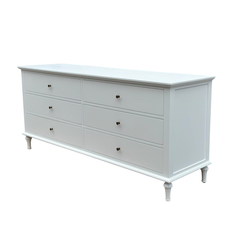"Hampshire" Hamptons Style Solid Timber 6 Drawer Dresser, White 183cmW x 53cmD x 84cmH (RRP $2999) - Image 2