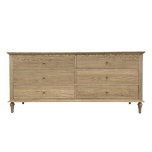 "Hampshire" Hamptons Style Solid Timber 6 Drawer Dresser, Weathered Oak 183cmW x 53cmD x 84cmH (RRP $2999)