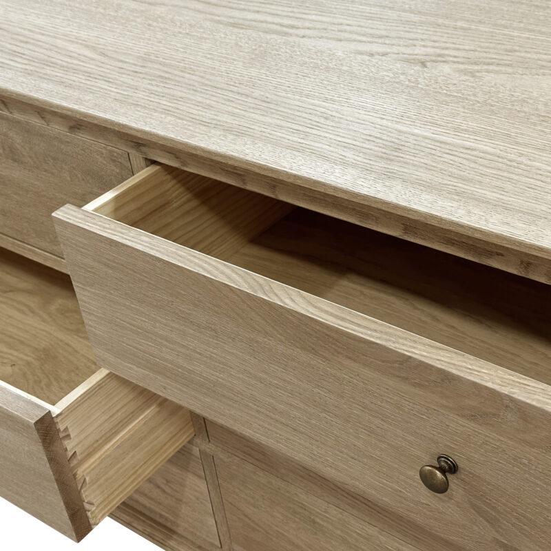 "Hampshire" Hamptons Style Solid Timber 6 Drawer Dresser, Weathered Oak 183cmW x 53cmD x 84cmH (RRP $2999) - Image 2