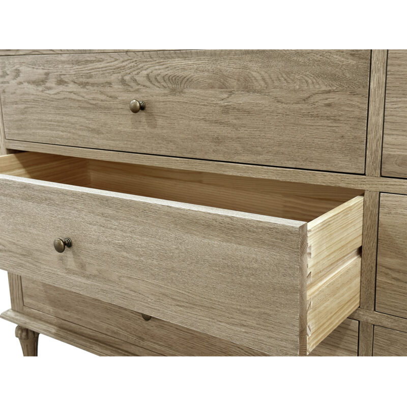 "Hampshire" Hamptons Style Solid Timber 6 Drawer Dresser, Weathered Oak 183cmW x 53cmD x 84cmH (RRP $2999) - Image 3