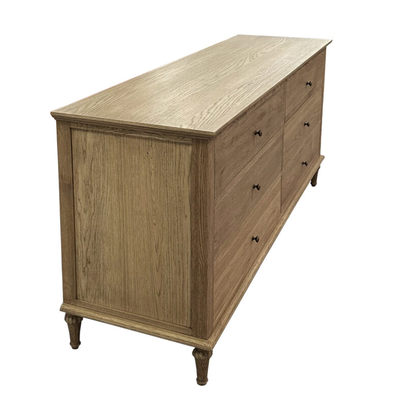 "Hampshire" Hamptons Style Solid Timber 6 Drawer Dresser, Weathered Oak 183cmW x 53cmD x 84cmH (RRP $2999) - Image 4