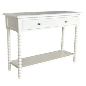 "Bobbin" Hamptons Style Timber Hall Console Table White, 110cmW x 40cmD x 80cmH (RRP $1499)