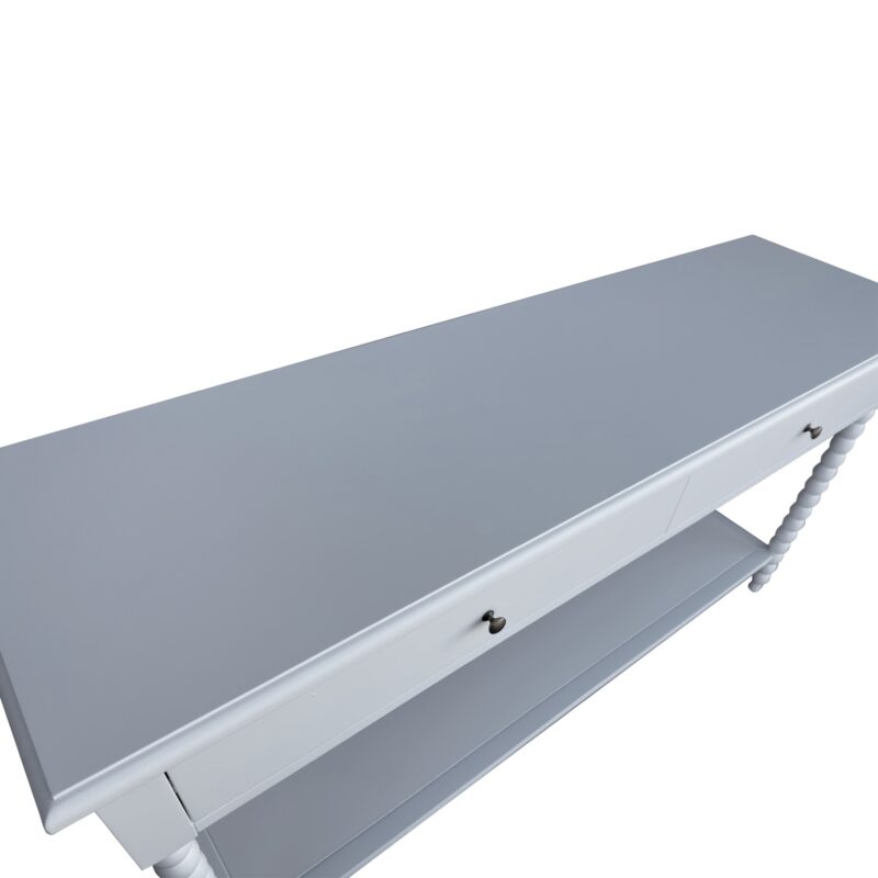 "Bobbin" Hamptons Style Timber Hall Console Table White, 160cmW x 47cmD x 80cmH (RRP $1999) - Image 3