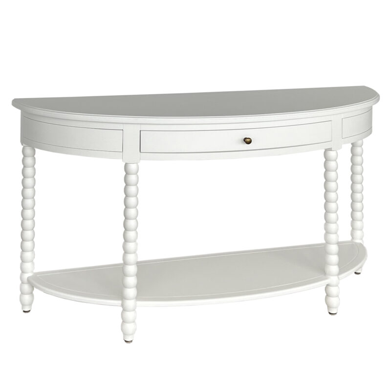 "Bobbin" Hamptons Style Timber Curved Hall Console Table White, 140cmW x 42cmD x 80cmH (RRP $1899)