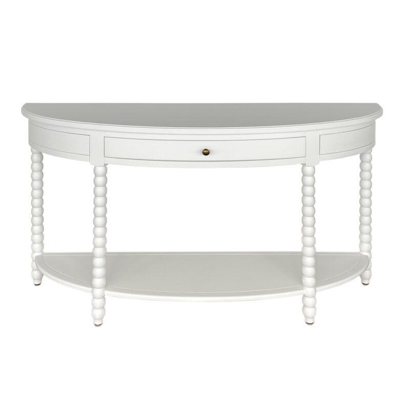 "Bobbin" Hamptons Style Timber Curved Hall Console Table White, 140cmW x 42cmD x 80cmH (RRP $1899) - Image 2