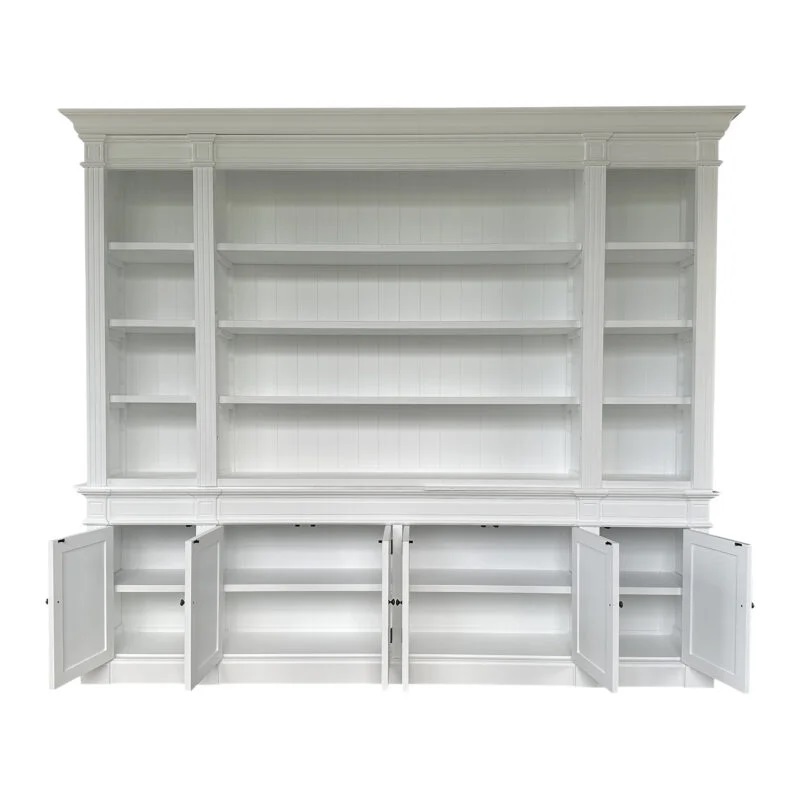"Sanctuary" Hamptons Style Timber Library Bookcase Cabinet, White 270cmW x 45cmD x 230cmH (RRP $8999) - Image 3