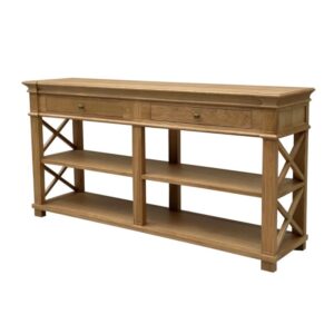"Northampton" Hamptons Style Timber Hall Console Table Natural Oak, 160cmW x 40cmD x 80cm (RRP $1999)
