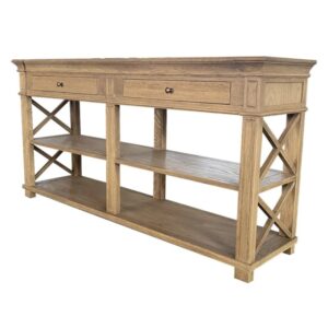 "Northampton" Hamptons Style Timber Hall Console Table Weathered Oak, 160cmW x 40cmD x 80cm (RRP $1999)