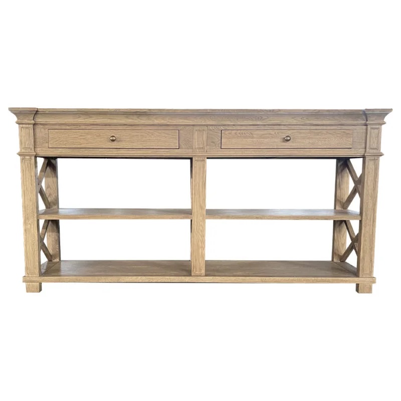"Northampton" Hamptons Style Timber Hall Console Table Weathered Oak, 160cmW x 40cmD x 80cm (RRP $1999) - Image 2