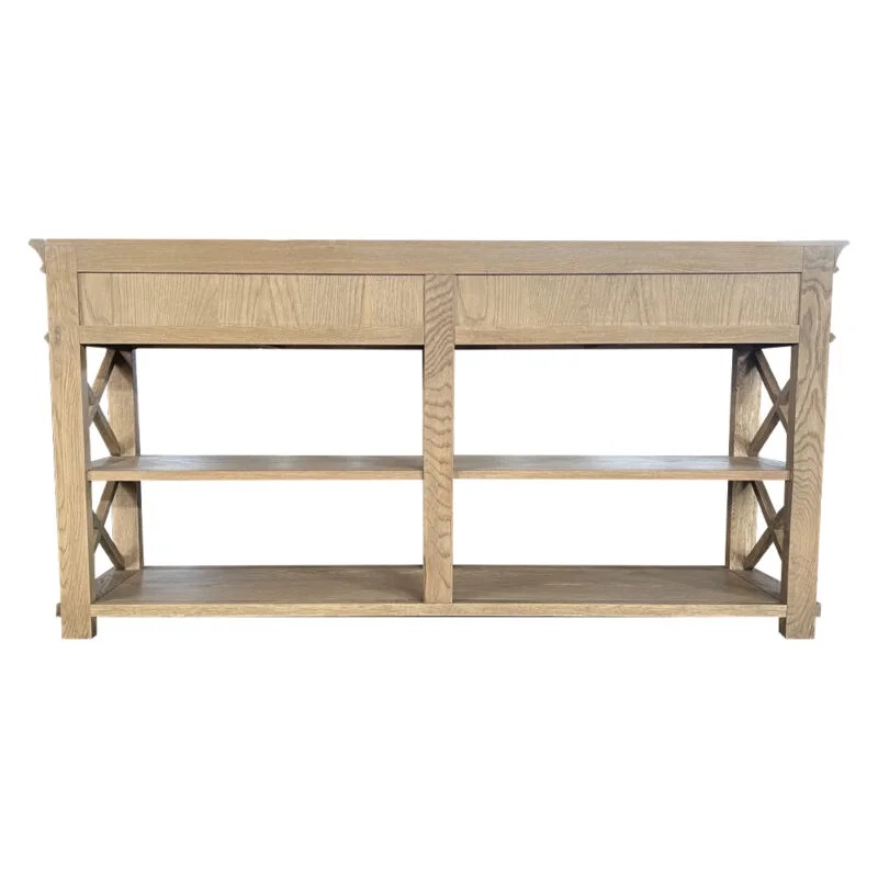 "Northampton" Hamptons Style Timber Hall Console Table Weathered Oak, 160cmW x 40cmD x 80cm (RRP $1999) - Image 4