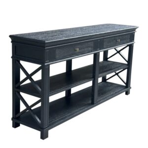 "Northampton" Hamptons Style Timber Hall Console Table Black, 160cmW x 40cmD x 80cm (RRP $1999)