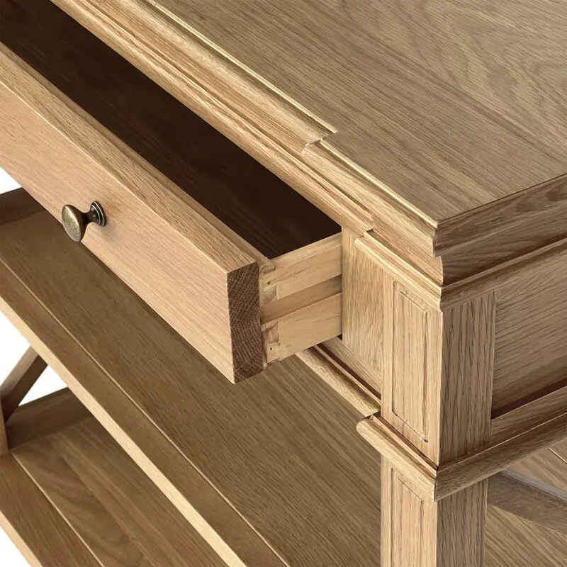 "Northampton" Hamptons Style Timber Hall Console Table Natural Oak, 90cmW x 30cmD x 80cmH (RRP $1399) - Image 4