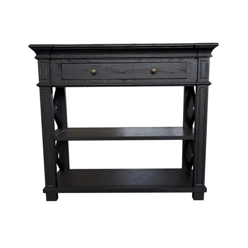 "Northampton" Hamptons Style Timber Hall Console Table Black, 90cmW x 30cmD x 80cmH (RRP $1399)