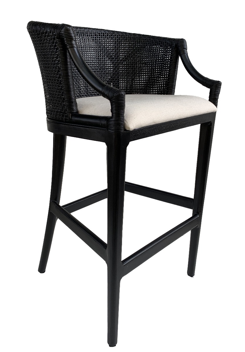 "Hampton Bay" Hampton Style Rattan Kitchen Counter Barstool Black, Black Legs (RRP $599)
