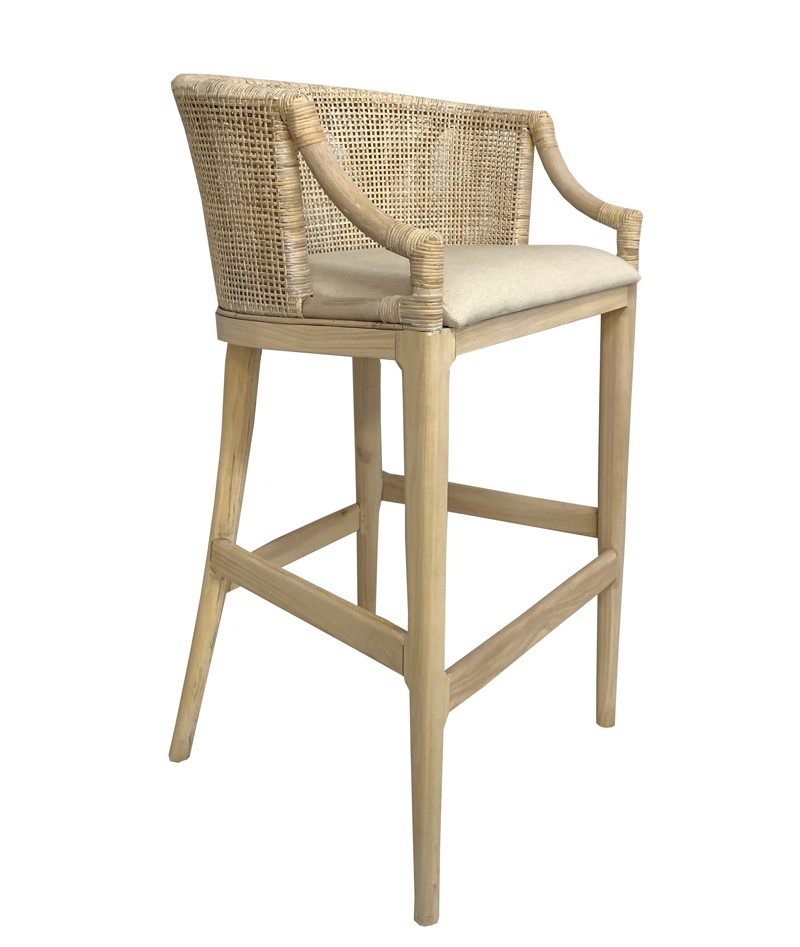 "Hampton Bay" Hampton Style Rattan Kitchen Counter Barstool Whitewash, Whitewash Legs (RRP $599)