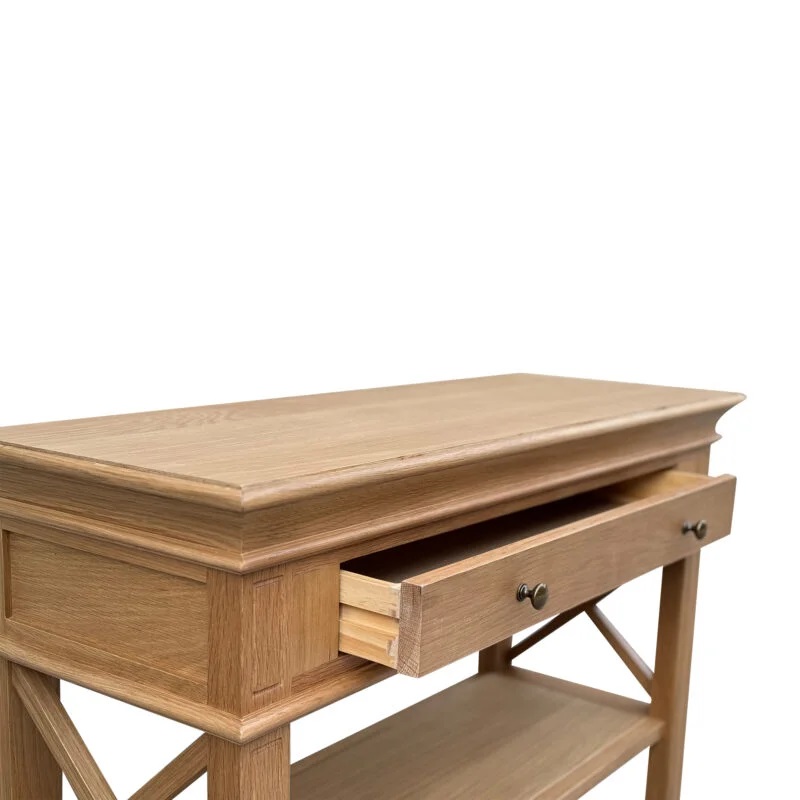 "Northampton" Hamptons Style Timber Hall Console Table Natural Oak, 95cmW x 30cmD x 80cmH (RRP $1499) - Image 3
