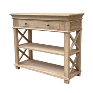 "Northampton" Hamptons Style Timber Hall Console Table Whitewashed Oak, 95cmW x 30cmD x 80cmH (RRP $1499)