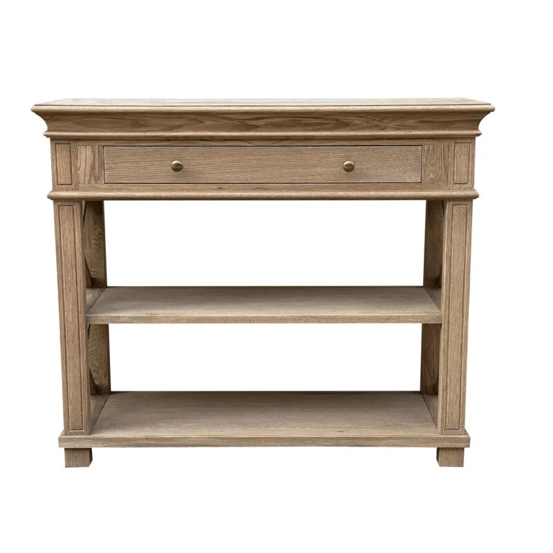 "Northampton" Hamptons Style Timber Hall Console Table Weathered Oak 95cmW x 30cmD x 80cmH (RRP $1499)