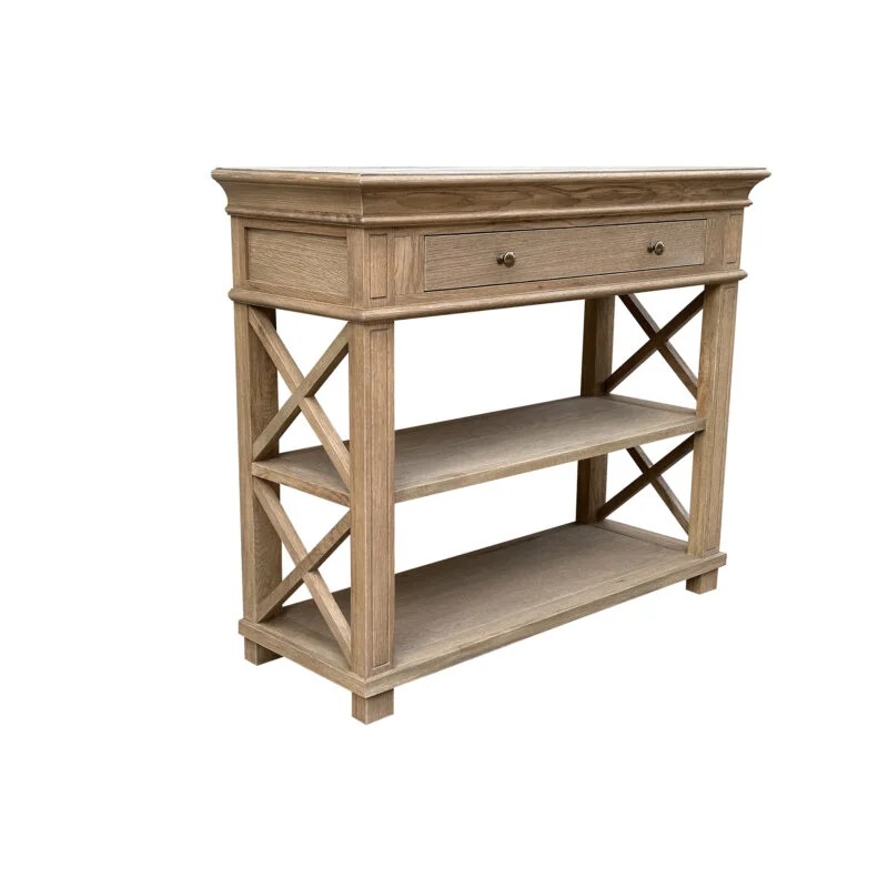 "Northampton" Hamptons Style Timber Hall Console Table Weathered Oak 95cmW x 30cmD x 80cmH (RRP $1499) - Image 2