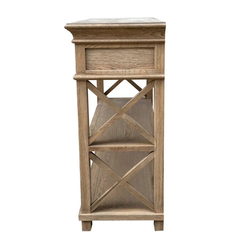 "Northampton" Hamptons Style Timber Hall Console Table Weathered Oak 95cmW x 30cmD x 80cmH (RRP $1499) - Image 3