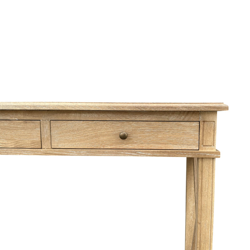 "Noosa" Hamptons Style Solid Timber Hall Table Whitewashed Oak, 110cmW x 40cmD x 80cmH (RRP $1499) - Image 4