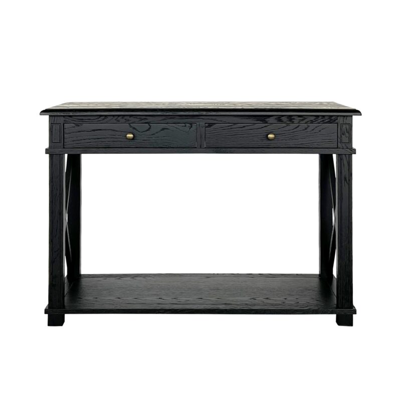 "Noosa" Hamptons Style Solid Timber Hall Table Black, 110cmW x 40cmD x 80cmH (RRP $1499) - Image 2