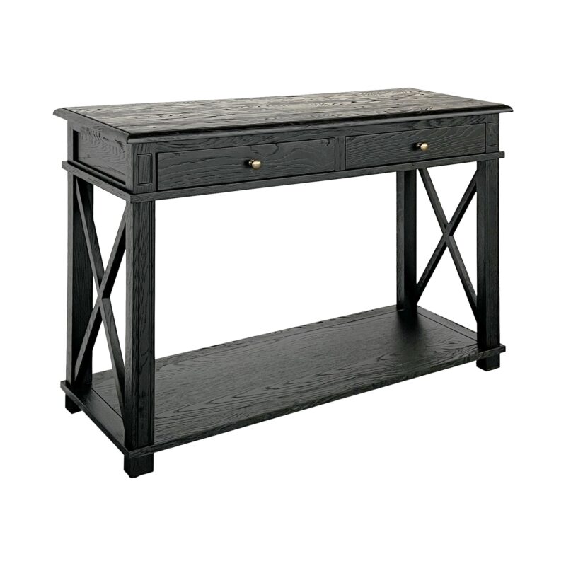 "Noosa" Hamptons Style Solid Timber Hall Table Black, 110cmW x 40cmD x 80cmH (RRP $1499)