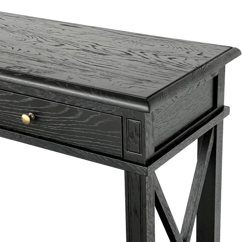 "Noosa" Hamptons Style Solid Timber Hall Table Black, 110cmW x 40cmD x 80cmH (RRP $1499) - Image 3