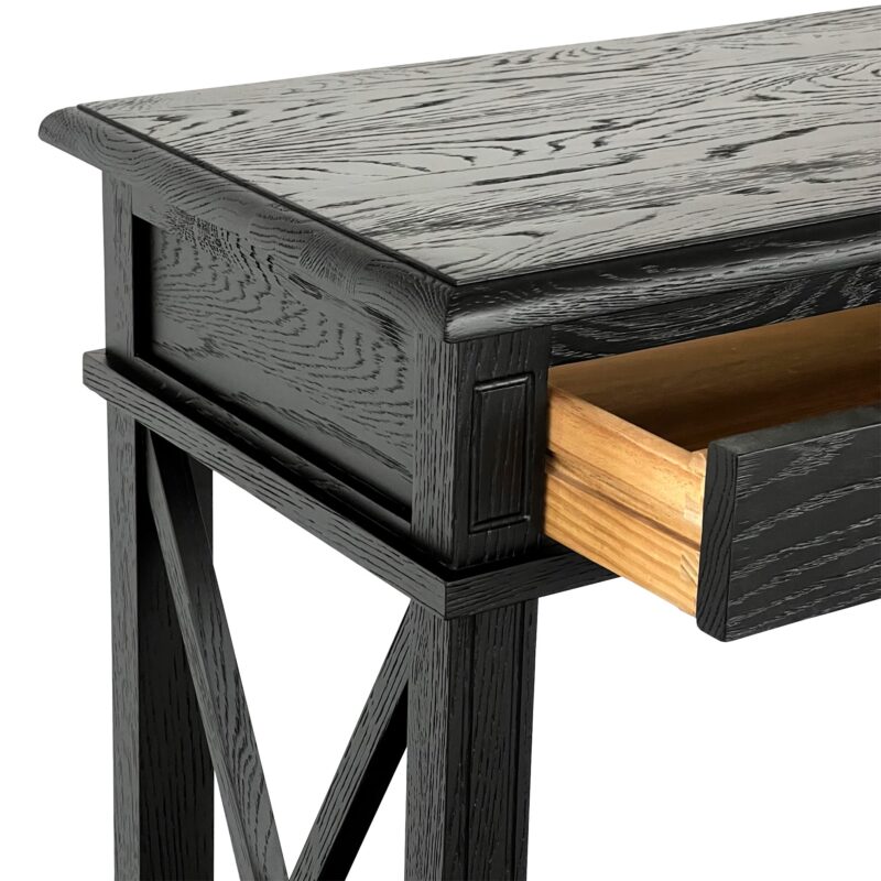"Noosa" Hamptons Style Solid Timber Hall Table Black, 110cmW x 40cmD x 80cmH (RRP $1499) - Image 4