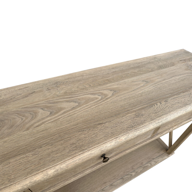 "Noosa" Hamptons Style Solid Timber Hall Table Weathered Oak, 110cmW x 40cmD x 80cmH (RRP $1499) - Image 2