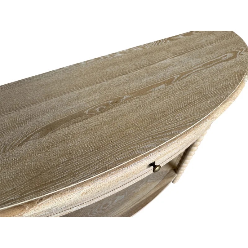 "Bobbin" Hamptons Style Timber Curved Hall Console Table Whitewashed Oak, 140cmW x 42cmD x 80cmH (RRP $1899) - Image 3