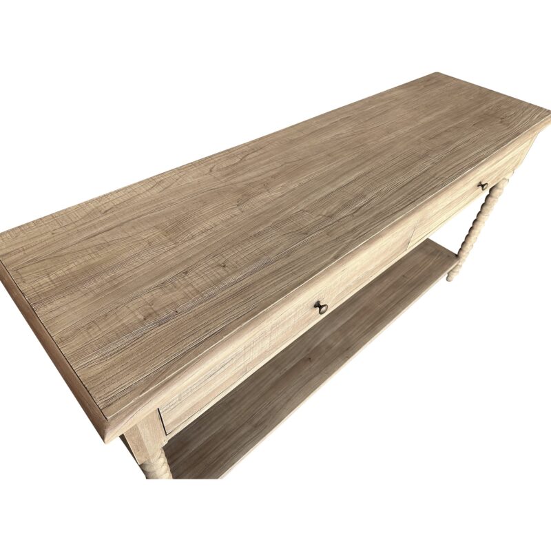 "Bobbin" Hamptons Style Timber Hall Console Table Reclaimed Elm, 160cmW x 47cmD x 80cmH (RRP $1999) - Image 4