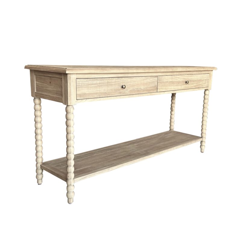 "Bobbin" Hamptons Style Timber Hall Console Table Reclaimed Elm, 160cmW x 47cmD x 80cmH (RRP $1999)