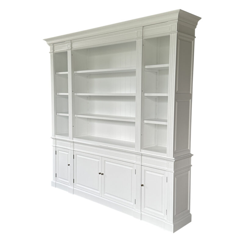 "Sanctuary" Hamptons Style Library Timber Bookcase Cabinet, White 240 × 45 × 230cm (RRP $8499) - Image 2