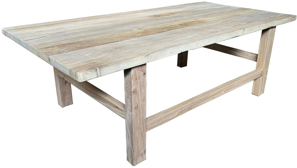 "Ubud" Hamptons Style Recycled Elm Timber Square Coffee Table, 140x70x46cmH (RRP $1199)
